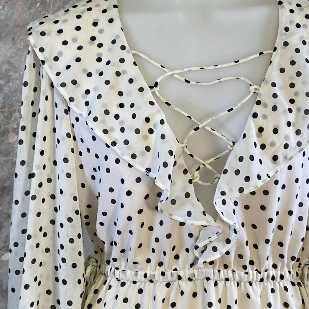 Majorelle Mattie Mini Dress in Black & Cream Dot - Picture 9 of 12